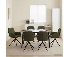 Sukamos valgomojo kėdės 6 pcs Dirbtinė suedė oda Armijos Žalia