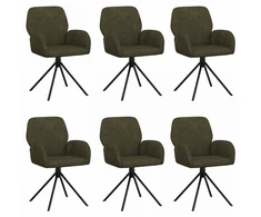 Sukamos valgomojo kėdės 6 pcs Dirbtinė suedė oda Armijos Žalia