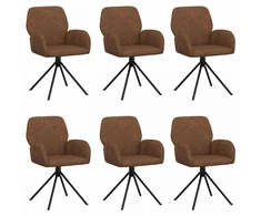 Sukamos valgomojo kėdės 6 pcs Dirbtinė suedė oda Ruda