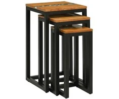 Suklijuotas stalas 3 pcs Ruda Kieto teka medžio