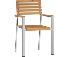 Sodo Kėdė 2 pcs Kietas teka mediena ir nerūdijančio plieno