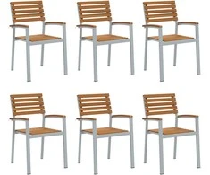 Sodo Kėdė 6 pcs Ruda 56 x 57 x 87 cm Kietos akacijos mediena