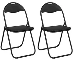 Sulankstoma kėdė 2 pcs Juodas 48 x 43,5 x 81 cm Dirbtinė oda
