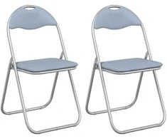 Sulankstoma kėdė 2 pcs Pilka 48 x 43,5 x 81 cm Dirbtinė oda