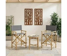 Sulankstoma režisieriaus kėdė 2 pcs Natūrali Bambukas
