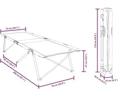 Sulankstoma Kempingo Lova Juoda 206 x 76 x 74 cm