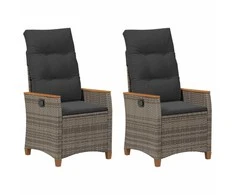 Lauko krėslai su pagalve Pilka ir tamsiai mėlyna Ratanas