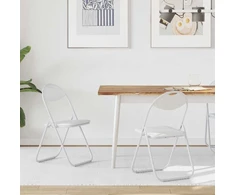 Sulankstoma kėdė 2 pcs Baltas 48 x 43,5 x 81 cm Dirbtinė oda