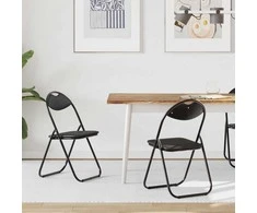 Sulankstoma kėdė 2 pcs Juodas 48 x 43,5 x 81 cm Dirbtinė oda