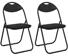 Sulankstoma kėdė 2 pcs Juodas 48 x 43,5 x 81 cm Dirbtinė oda