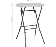 Sulankstomas baro stalas, baltas, 80x110cm, HDPE