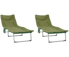 Sulankstomas saulės gultas su pagalvėle 2 pcs Tamsiai žalia