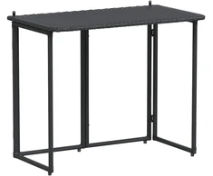 Sulankstomas sodo stalas, juodas, 90x51x75 cm, poliratanas