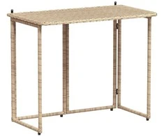 Sulankstomas sodo stalas Smėlio spalvos 90x51x75 cm Poly Rattan
