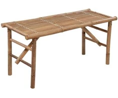 Sulankstomas sodo suoliukas su pagalvėle, 118cm, bambukas