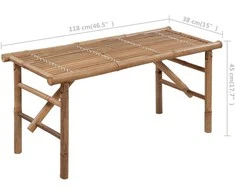 Sulankstomas sodo suoliukas su pagalvėle, 118cm, bambukas