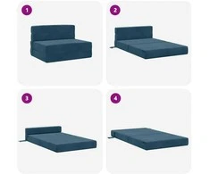 Sofa Sulankstomas Sofos Lova Mėlyna 100 x 80 x 60 cm Audinys