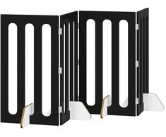 Sulankstomas šunų tvora 4 pcs Juodas Ąžuolas 201 x 38 x 90 cm