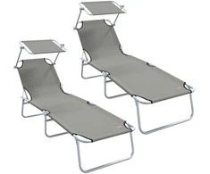 Saulės gultas 2 pcs Pilka 58 x 188 x 77 cm Poliesteris