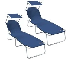 Saulės gultas 2 pcs Mėlyna 58 x 188 x 77 cm Poliesteris