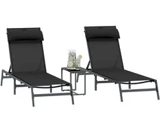 Gulimos kėdės 2-asmuo 3 pcs Juoda ir Antracitas Plienas