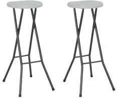 Sulankstomos baro taburetės, 2 vnt., HDPE ir plienas, baltos