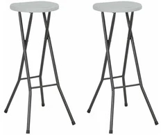 Sulankstomos baro taburetės, 2 vnt., HDPE ir plienas, baltos