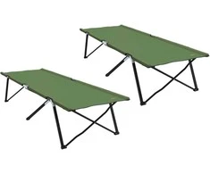 Sulankstoma Kempingo Lova 2 pcs Žalia 206 x 76 x 74 cm