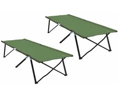 Sulankstoma Kempingo Lova 2 pcs Žalia 206 x 76 x 74 cm