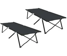 Sulankstoma Kempingo Lova 2 pcs Juoda 206 x 76 x 74 cm