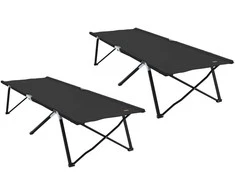 Sulankstoma Kempingo Lova 2 pcs Juoda 206 x 76 x 74 cm