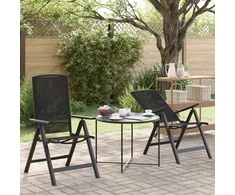 Sulankstomos sodo kėdės 2 pcs Juoda 58 x 71 x 112 cm