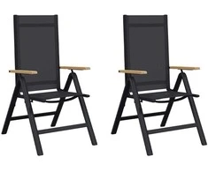 Sulankstomos sodo kėdės 2 pcs Juodas 58 x 73 x 111,5 cm