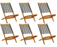 Sulankstomos kėdės, 6 vnt., pilkos spalvos, akacijos masyvas