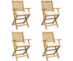 Sulankstoma kėdė su pagalve 4 pcs Balta 49 x 57.5 x 92cm
