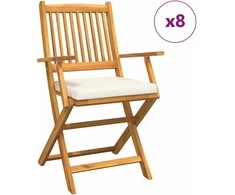 Sulankstoma kėdė su pagalve 8 pcs Balta 49 x 57.5 x 92cm