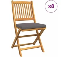 Sulankstoma kėdė su pagalve 8 pcs Pilka 49 x 57.5 x 92cm