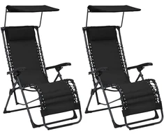 Sofa Sulankstomos terasos kėdės, 2 vnt., juoda, tekstilenas