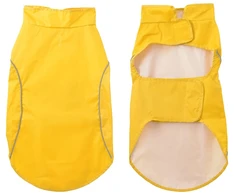 Šuns lietpaltis su šviesą atspindinčiomis juostelėmis, poliesteris, geltonas, 2XL