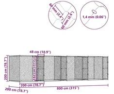 Šuns narvas Sidabro 800 x 200 x 200 cm Cinkuota plienas
