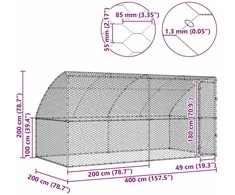 Šunų narvas 2 vnt. Sidabrinė 4 x 2 x 2 m Galvanizuotas plienas