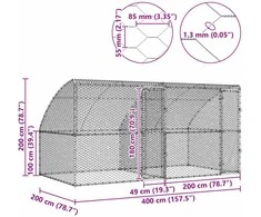 Šunų narvas 2 vnt. Sidabrinė 4 x 2 x 2 m Galvanizuotas plienas