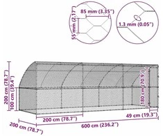Šunų narvas 3 vnt. Sidabrinė 6 x 2 x 2 m Galvanizuotas plienas