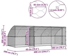 Šunų narvas 3 vnt. Sidabrinė 6 x 2 x 2 m Galvanizuotas plienas
