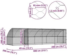 Šunų narvas 4 vnt. Sidabrinė 8 x 2 x 2 m Galvanizuotas plienas