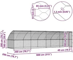 Šunų narvas 4 vnt. Sidabrinė 8 x 2 x 2 m Galvanizuotas plienas