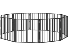 Šunų vartai 10 pcs Juodas 60 x 60 cm Cinkuota plienas