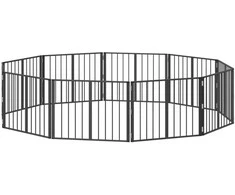 Šunų vartai 10 pcs Juodas 80 x 60 cm Cinkuota plienas