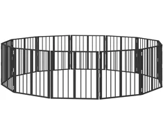Šunų vartai 12 pcs Juodas 60 x 60 cm Cinkuota plienas