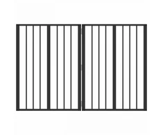 Šunų vartai 2 pcs Juodas 60 x 80 cm Cinkuota plienas